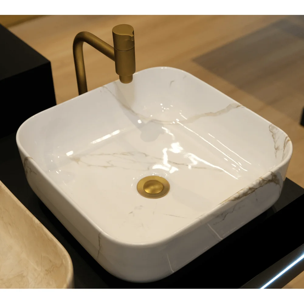 Cuba Apoio Sottile Quadrada Calacatta Gold