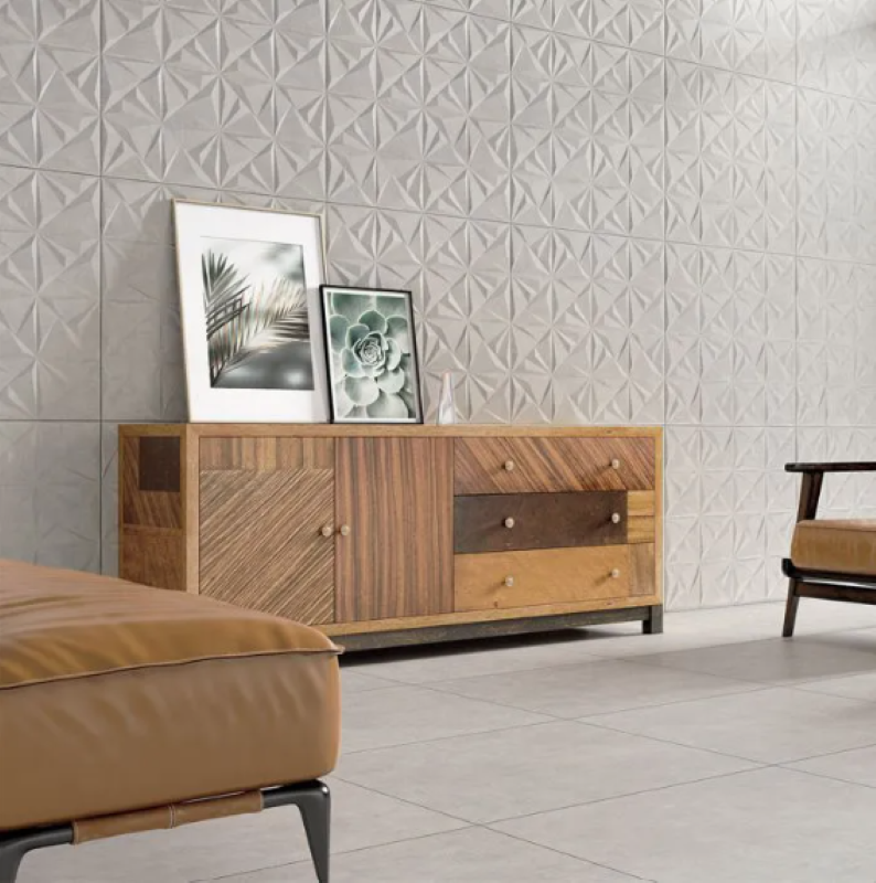 Porcelanato Acetinado 72x72cm Metropole Cement Deco AR72050 Via Rosa